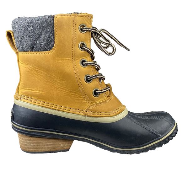 Sorel Women's Slimpack Tan Leather Lace II Duck Boot Size US 7 - Picture 4 of 10